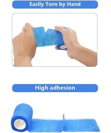Cojj 12 pcs Self-Adhering Cohesive Bandage - 10cm x 4.5m Waterproof Elastic Tape for Wounds & Animal Care (Blue) - Buy Online on GoSupps.com