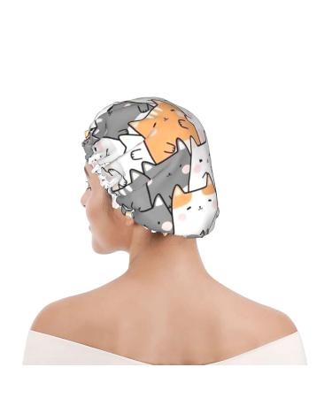 Orange Cats Printed Shower Cap - Waterproof Reusable Bath Cap for Women, Men, Boys, and Girls | Spa Salon Essential - Buy Online on GoSupps.com