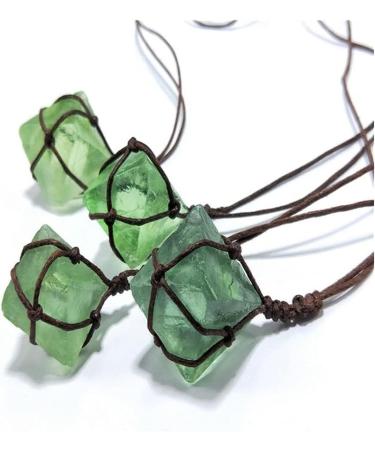 Gift for Family Natural Emerald Crystal PendantDT Gemstone Wand Reiki Green Fluorite Wrap Braid Necklace Yoga Macrame for Men Women Lucky Stone Natural Stones Room Decoration Stone Mineral Specimen - Buy Online on GoSupps.com