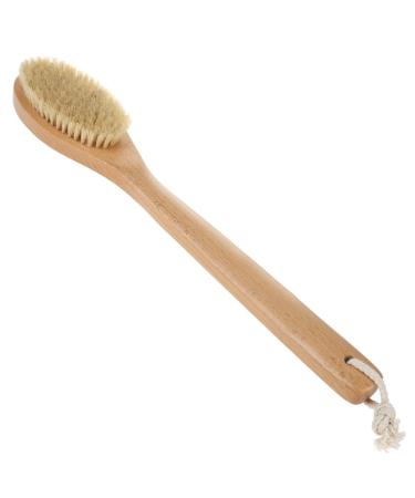 Beechwood Bath and Shower Body Brush with Nature Boar Bristles  Long Hand Wooden Dry Bath Body Back Brush  Perfect Spa Gift