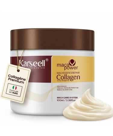 Karseell MACA CARE SYSTEM Karseell MACA CARE SYSTEM Professional Hair Mask Collagen Argan Coconut Shea Nourishing Moisturizing Repairing Anti-Frizz Dry Damaged Curly Straight Hair Sulfate-Free Travel Size 100ml