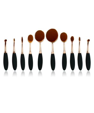 BeautyCoco Oval Toothbrush Makeup Brush Set - 10 Piece Rose Gold Cosmetic Tool Set in Gift Box - Buy Online on GoSupps.com