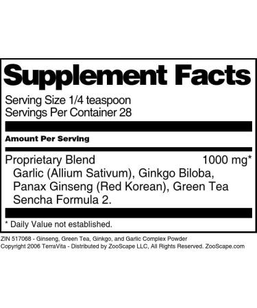 Ginseng Green Tea Ginkgo and Garlic Complex Powder (1 oz ZIN: 517068) - 3 Pack - Buy Online on GoSupps.com