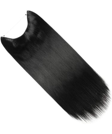 Silk-co 24 inch Wire in Hair Extensions One Piece Hairpiece Sythetic Hidden Elastic Long Straight Half Head Black - Buy Online on GoSupps.com