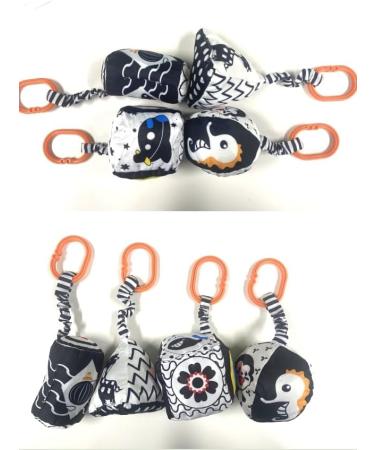 Shop Aolso Stroller Toys - 4PC Black and White Baby Hanging Toys for Newborns | Sensory Educational Car Seat Toys - Buy Online on GoSupps.com