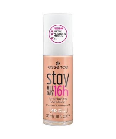 Essence Stay All Day 16h Long-Lasting Foundation Make Up No. 40 Soft Almond Nude for combination skin long-lasting matting soft-drawing matt vegan oil-free water-free (30ml) Bianco 30 ml (1 Pack)