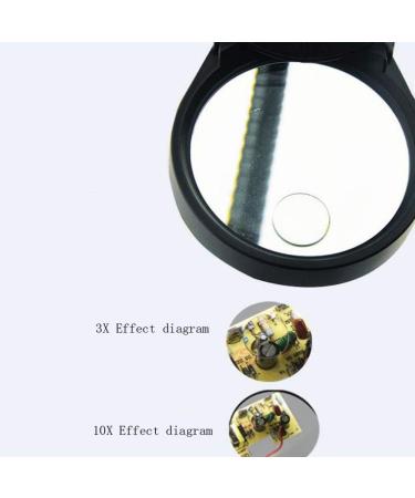 (3X / 10X) Folding Optical Lens Magnifier HD Magnifier with 26 LED Lights for Elderly Youth Professionals Reading Books Electronic Repair Blackk Made in China - Buy Online on GoSupps.com