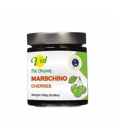Ved Gourmet Original Green Maraschino Cherries - Italian Cherry for Old-Fashioned Cocktails - Vegan Cocktail Bourbon Cherries in Natural Syrup for Cocktail Garnish - 300g Jar Original Cherry 300 g (Pack of 1) - Buy Online on GoSupps.com