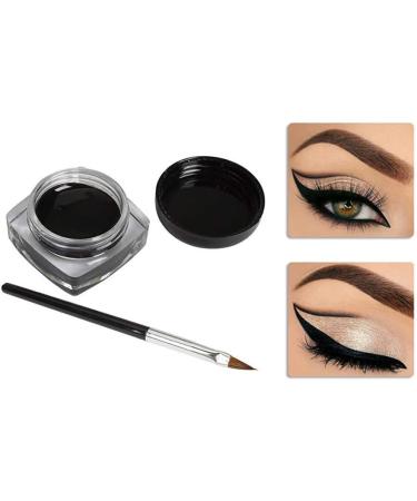 Gel Eyeliner Pot Lasting Gel Eyeliner | Gel Eyeliner with Brush Beauty Cosmetic Last for All Day Long(Black 0.18oz./5g) - Buy Online on GoSupps.com