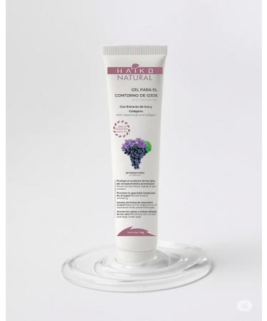 HAIKO NATURAL Revitalizing Eye Contour Gel. Reduces Puffiness & Dark Circles With Grape Extract (Antioxidants) and Collagen (Firmness & Elasticity). Fragrance-Free & Paraben-Free - 1.0 FL.OZ / 30g