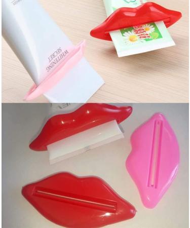 Toothpaste Squeezer Set of 4 Daily Life Tube Dispenser Tools Pink and Red Lip Shaped Plastic Toothpaste Squeezer Cremes Cosmetic Gels Press Tool - Buy Online on GoSupps.com