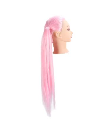 Long Pink Hair Styling Training Head Synthetic Fiber Doll for Braiding & Smoothing Practice | International Shipping Available - Buy Online on GoSupps.com