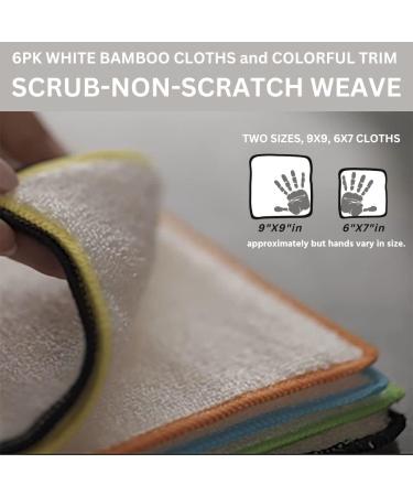 Whiffkitch Bamboo Dishcloths 6pk - Washable, Reusable, Absorbent & Sustainable - Buy Online on GoSupps.com