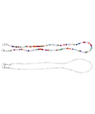 Solustre 2 pc glasses mask chain facial cover lanyard mouth cover lanyard glasses band with hat band id cards uphanging tape glasses cord the chain pearl wardrob