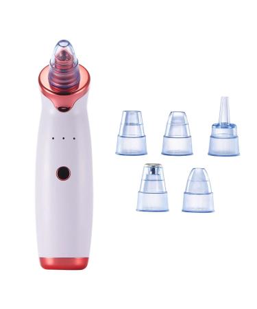 Blackhead Remover Pore Vacuum Cleaner -VWMYQ Electric Blackhead Remover Vacuum Face Blackhead Pore Cleaner Vacuum Whitehead Remover Tool USB and 5 Different Suction Head Shape(White) 5 Count (Pack of 1)