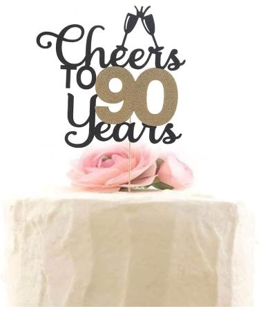 Cheers to 90 Years Cake Topper 90th Birthday Cake Topper for Brithday Party Cake Topper Decorations Cake Topper Decoration Supplies for Wedding Anniversary Party Birthday Party - Buy Online on GoSupps.com