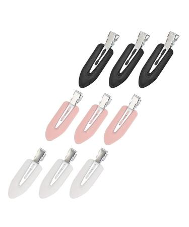 Sioppkik 9 pieces seamless hair clip hair pin curl clips no bend hair clip for hair styling make up (3x black 3x white 3x pink) black white pink
