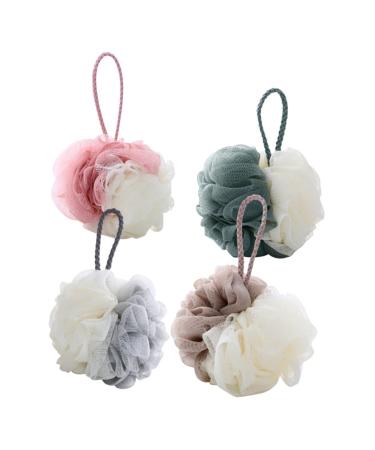 Zerodeko 4 Pcs Bath Sponge Body Powder Puff Shower Loufah Sponge Body Scrubber Puff Bath Shower Sponge Skincare Tools Large Bath Ball Shower Ball for Home Double Color Bath Ball Pouf Net 12.5X12.5cm