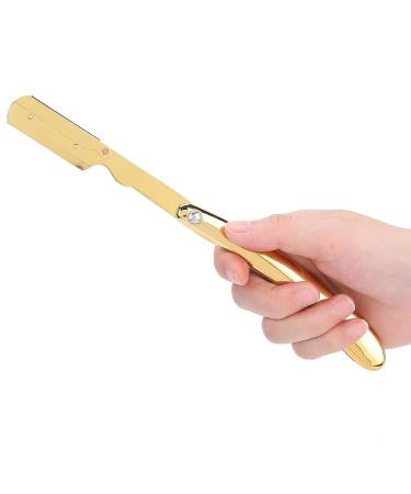 Golden Stainless Steel Men's Razor - Premium Hand Shaver for Home & Barber Use (No Blade Included) - International Shipping Available - Buy Online on GoSupps.com