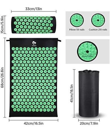 Bellababy Acupressure Set: Massage Mat & Pillow for Pain Relief Stress Relief & Relaxation - Green - Buy Online on GoSupps.com
