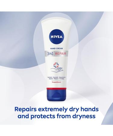 Beiersdorf AG NIVEA 3in1 Repair Hand Cream Dry Hands Hand care Hand Cream 24 hour hydration Hydrates dry skin Body care 100ml - Buy Online on GoSupps.com