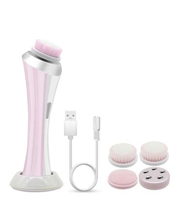Four-in-One Facial Cleansing Instrument Cleansing Instrument Electric Cleansing Brush Cleaner to Blackhead Pore Massager Green (Pink)