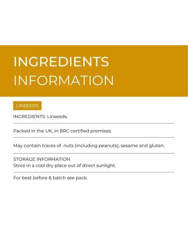 Hides Fine Foods - Linseeds 1kg - GMO Free - Suitable for Vegetarians - Breakfast - Porridge - Granola - Salads - Seed Mixes - Smoothies - Baking - High in Omega 3 - Buy Online on GoSupps.com