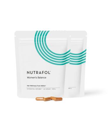 Nutrafol Women’s Balance Menopause Supplement, Clinically Proven Hair Growth Supplement for Visibly Thicker Hair and Scalp Coverage Through Menopause (2 Refill Pouches) 2 Month Supply [Refill Pouches]