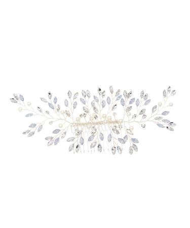 Housoutil Pearl Hair Clip Rhinestone Wedding Headpiece Mothers Headpiece Wedding Hair Pins Bridal Hair Comb Pearl Tiara Vintage Bridal Hair Clip Hair Accessories European and American Bride