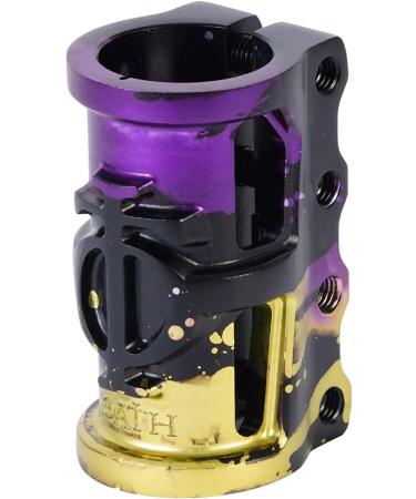 Oath Cage V2 Alloy 4 Bolt Scooter Clamp - Triple Anodised Blue/Purple/Titanium SCS Aluminum - Pro Scooter Clamp in Purple/Black/Yellow - Buy Online on GoSupps.com