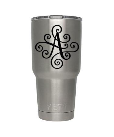 ViaVinyl Monogram die cut decal/sticker. CLICK FOR COLOR/LETTER OPTIONS. AVAILABLE IN FOUR COLORS AND ALL LETTERS A-Z! Great for windows  Yeti and RTIC tumblers  Macbooks and more! (LetterA  Black) Letter A Black
