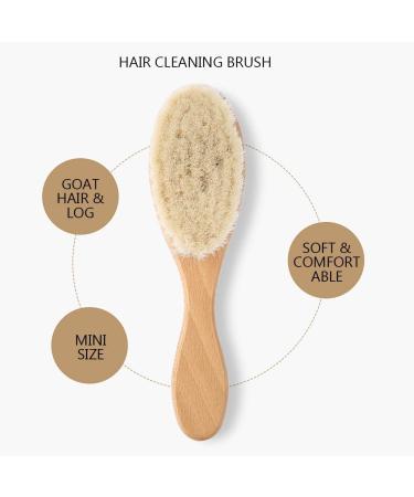 Natural Goat Hair Brush - Soft Bristle Retro Oil Head Hairdressing Brush for Women Men & Children - Perfect Baby Brush with Handle - Buy Online on GoSupps.com