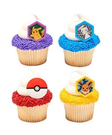 24 Pokemon Pikachu Pokeball Cupcake Rings Toppers