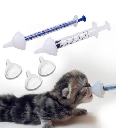 Bubble milk bowl Silicone Feeding Nipple and Syringes for Newborn Kittens, Puppies, Rabbits, Small Animals Dongdong pet S ( 5 pcs) White