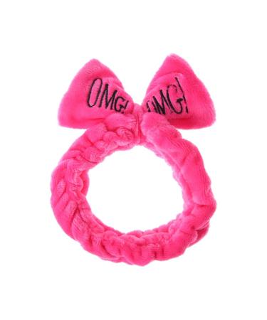 Omice hair tie for spa bathroom make-up coral fleece women's loop OMG letters beauty hair straps rip of hair headband (pink)