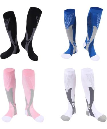 Best Compression Stockings for Men & Women - 20-30 mmHg Support Socks (2 Pairs) - Knee-High Travel Sports & Running - S/M Deep Black - Buy Online on GoSupps.com
