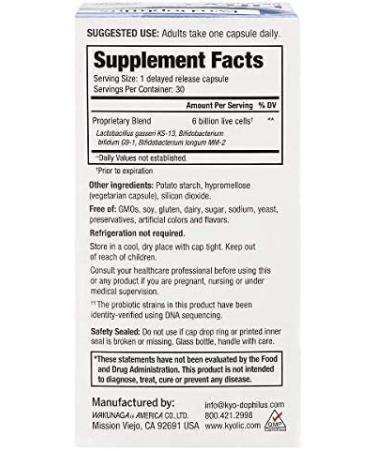 Kyo-Dophilus Fifty Plus Probiotic - 30 Count, 6 Billion CFU for Digestive Health - Buy Online on GoSupps.com