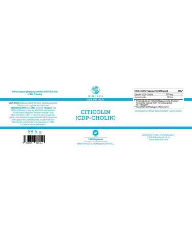 Qidosha CDP Choline Capsules - 180 Vegan Citicolin Capsules (250mg) | German Quality Lab Tested International Shipping - Buy Online on GoSupps.com