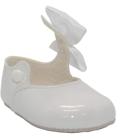 Baby Girls White Pram Shoes | Soft Sole with Bow | Made in Britain | Size 0 UK Child - Buy Online on GoSupps.com