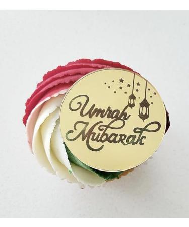 6 Pcs Gold Umrah Mubarak Cupcake Discs Acrylic Reusable Umrah Mubarak Cupcake Toppers Umrah Cake Toppers Umrah Cake Decoration.