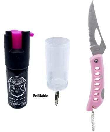 Police Magnum Mini Pepper Spray Self Defense Safety Tool with Keyring Holder - Made in USA - 1/2oz Pink Pocket Knife Solution - Buy Online on GoSupps.com