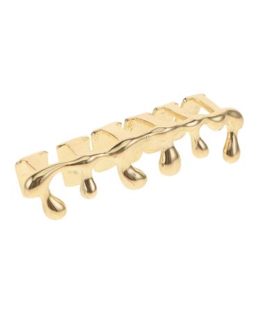 WEKADRIN Hiphop Gold Plated Water Drop Braces With Six Teeth Drop Teeth Caps Hiphop Drip Teeth Caps Grill Cap With Upper Teeth Drop Cap Teeth Hiphop Teeth Cap Golden Copper