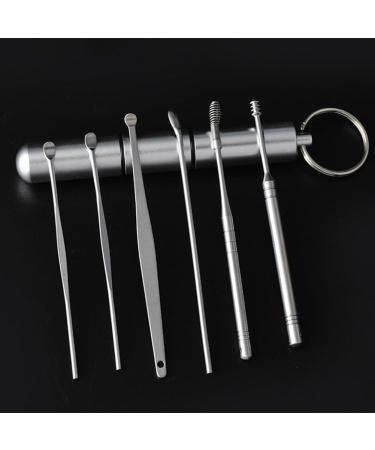 Portable Ear Spoon & Earwax Cleaning Tool Set - Metal Curette Remover with Storage Box for Adults - Silver - Buy Online on GoSupps.com
