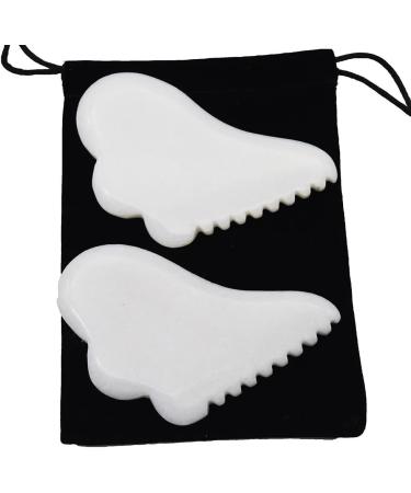 Butterfly Shape White Jade Facial Massage Tool | Ivory Face Massager for Glowing Skin - Shop Internationally - Buy Online on GoSupps.com