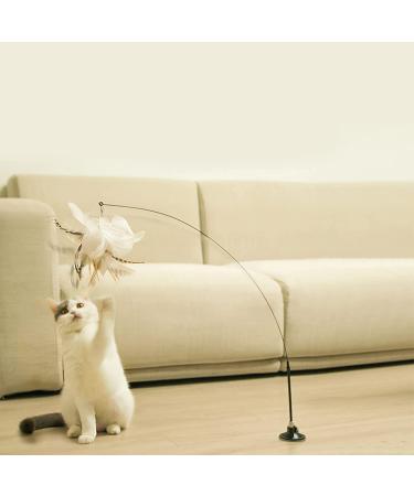6-in-1 Interactive Cat Toy Wand | Hands-Free Natural Bird Feather Ball Toys | Suction Cup Indoor Cat Toy for Dancing & Playing - Buy Online on GoSupps.com