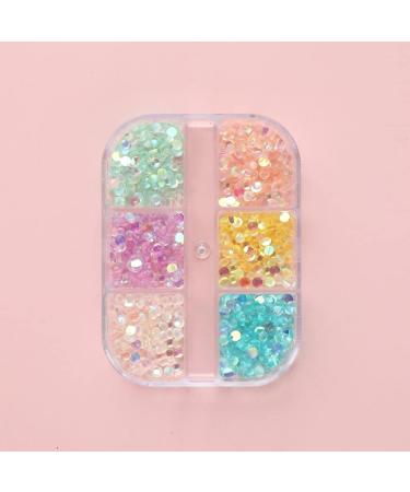 6 Grid Accessories Crystal Strass Diamond AB Color Round Glass Mermaid Gradient Aurora Nail Rhinestones - Buy Online on GoSupps.com