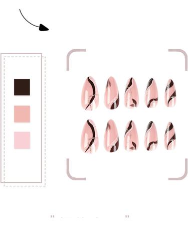 24PCS French False Nails Set - Full Cover Acrylic Fake Nails with Glue - Pink Brown Press on Nails for Women Girls - Buy Online on GoSupps.com