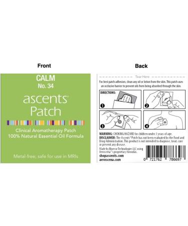 Calm No. 34 Patches for Stress Relief | Essential Oil Blend Natural Aromatheraphy Stickers | Non-Metallic Safe for MRI Easy Peel and Stick Aroma Calming Patch for Nerves Relaxation Calm no.34 4 Pack - Buy Online on GoSupps.com