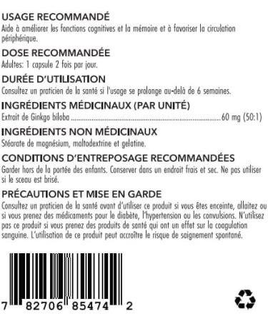 Nutriwise Ginkgo Biloba 60mg with 50:1 Extract Ratio (3000mg Raw Extract) 300 Capsules - Buy Online on GoSupps.com