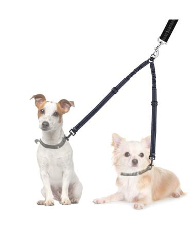 Slowton dogs linen for 2 dogs adjustable double linen for dogs 360 rotatable no compliance dog leash splinters with reflective small (3-9 kg) blue
